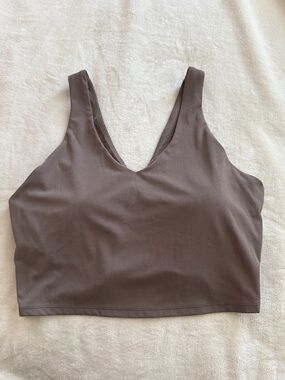 Ribbed V-Neck Crop Tank in Taupe